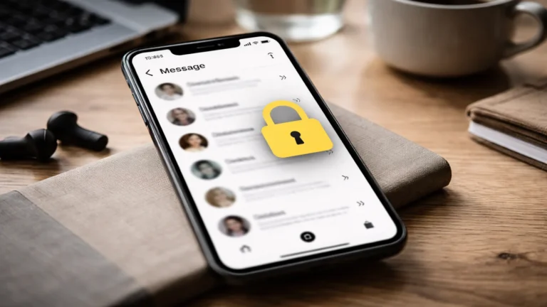 Smartfon z ekranem prywatnych wiadomości i ikoną kłódki, ilustracja tematu prywatności wiadomości na Instagramie