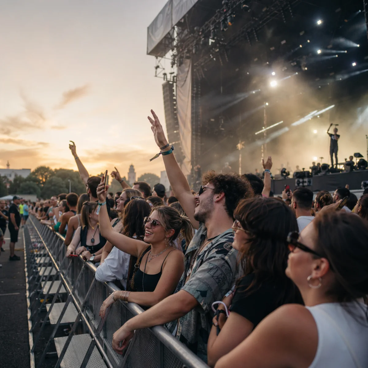 Uczestnicy pod barierkami podczas Orange Warsaw Festival 2026, blisko sceny w czasie koncertu